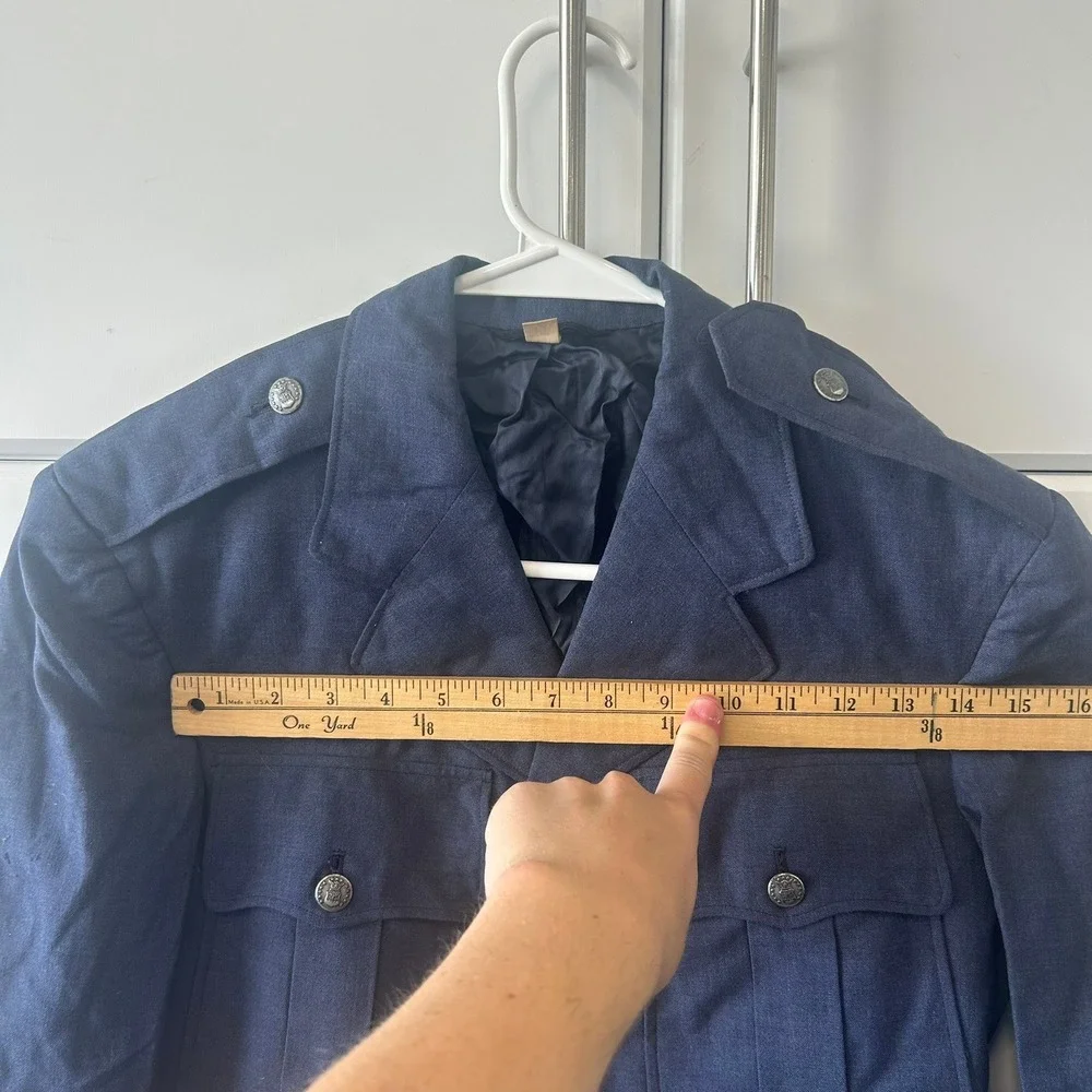 Vintage Navy Blue Military Dress Uniform Jacket Blazer Epaulettes 36R